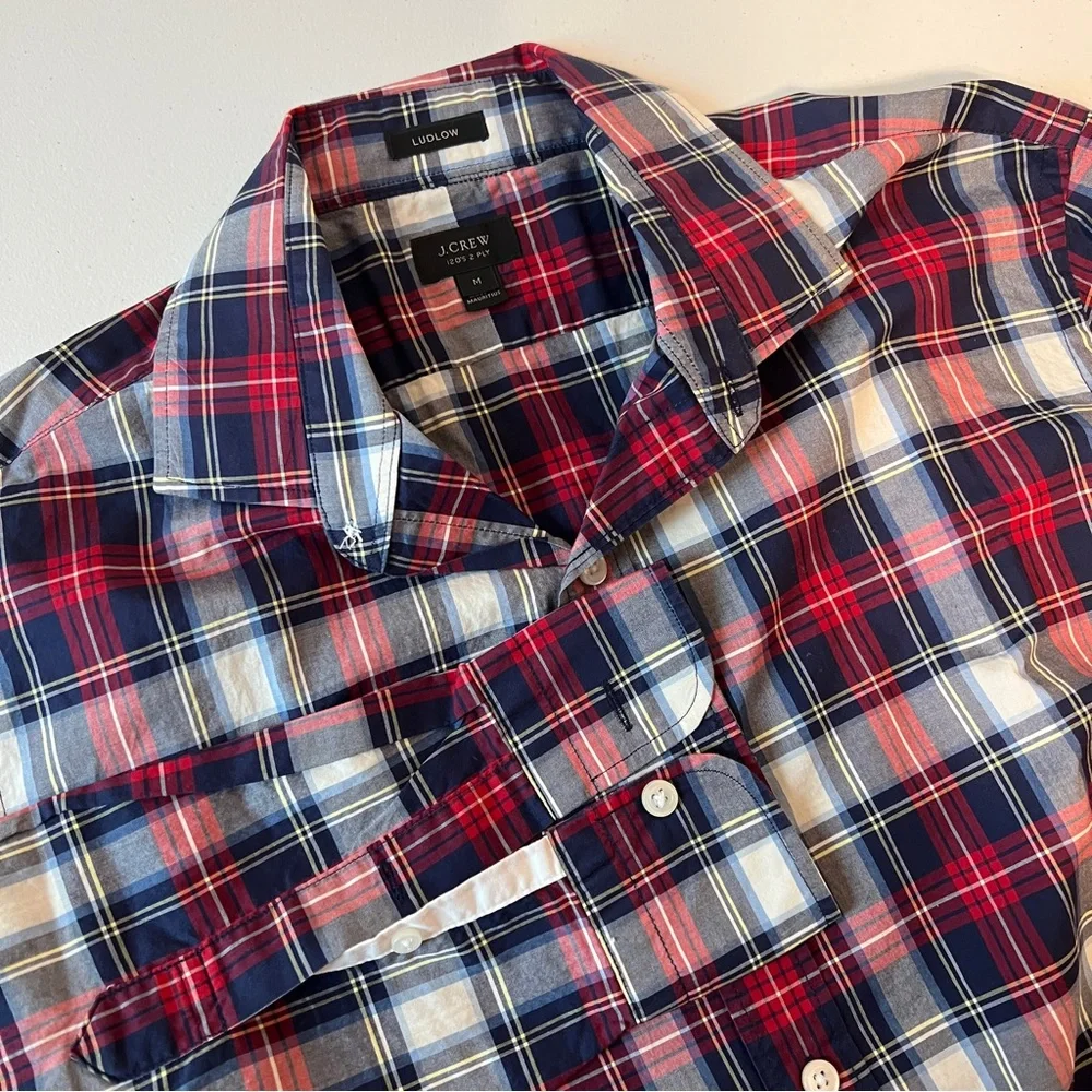 J. Crew Ludlow Men's Red and Blue Plaid Shirt
